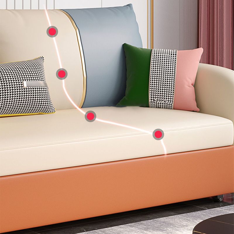 Faux Leather Square Arm Sofa Bed Contemporary Stain Resistant Convertible Sofa Clearhalo 'furn' 'furn_sofas' 'Furniture' 'Living Room Furniture' 'Sofa' 'sofas' 1200x1200_1fba910f-7279-4e32-af76-4287d6d4ac07