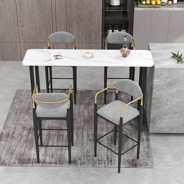 Modern Style Bar Table 42-inch Height Stone Top and Metal Pedestal Bistro Table Clearhalo 'Bar Furniture' 'Bar Tables' 'bar_tables' 'furn' 'furn_bar_tables' 'Furniture' 'furniture_bar_tables' 'Kitchen & Dining Furniture' 1200x1200_1fbdcf64-2634-4167-8472-db422b979999