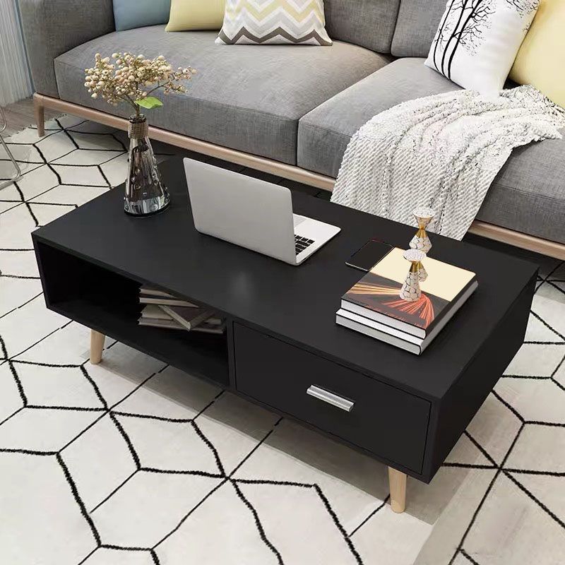 16.53" Tall Rectangle Coffee Table Wooden 4 Legs Cocktail Table with Storage Clearhalo 'Coffee & Accent Tables' 'Coffee Tables' 'coffee_tables' 'furn' 'furn_coffee_tables' 'Furniture' 'Living Room Furniture' 1200x1200_1fbed121-d9d5-48fe-877a-966da0bfaa01
