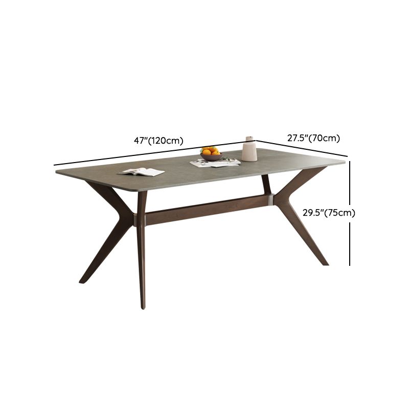 Contemporary Sintered Stone Top Wooden Base Dining Table with Chairs