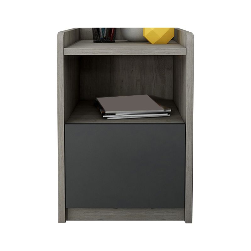 Moderne imitatie houten nachttafel open opslag 1 ladel 20 inch h nachtstandaard