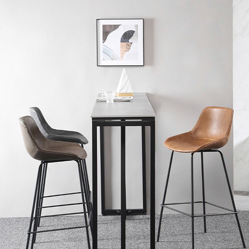 Metal Legs Bucket Bar Stool Industrial Faux Leather Armless Counter Stool Clearhalo 'Bar Furniture' 'Bar Stools' 'bar_stools' 'furn' 'furn_bar_stools' 'Furniture' 'Kitchen & Dining Furniture' 1200x1200_1fbfd46c-6d83-4cef-8d49-ca0cfcfc73ce