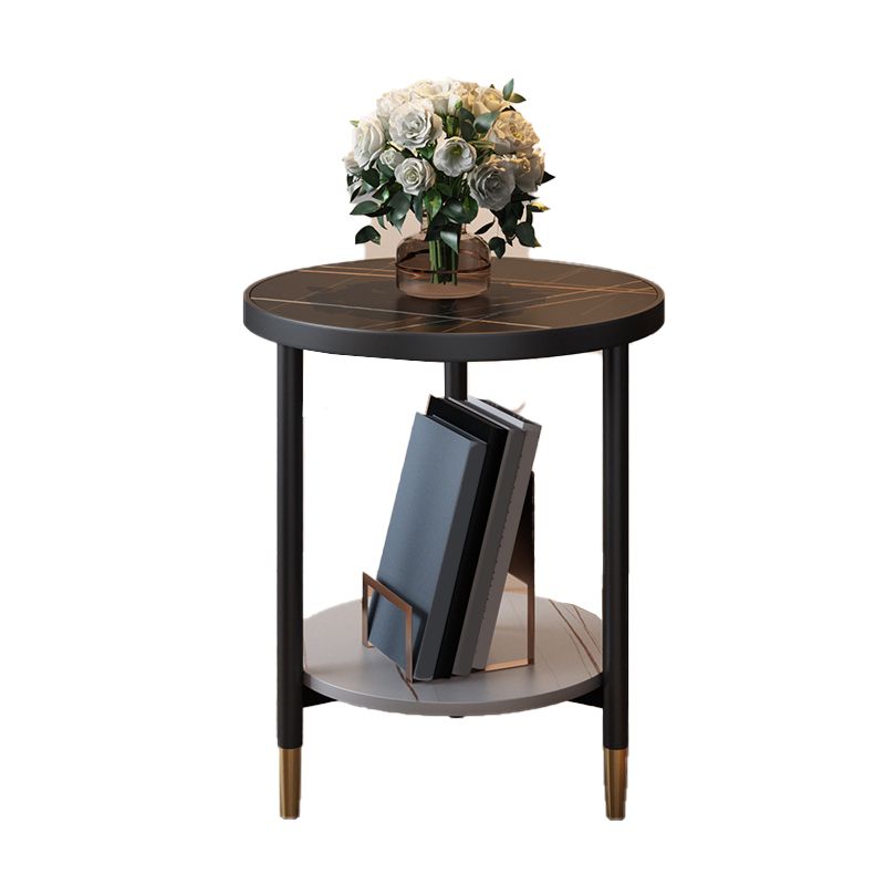 3 benen leisteen bijzettafel rondom minimalistische dubbele laag eindtafel