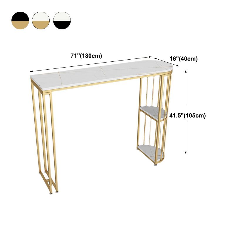 Glam Style Bar Table Stone Top Iron Base Pub Table with Shelf for Living Room, Only Table Clearhalo 'Bar Furniture' 'Bar Tables' 'bar_tables' 'furn' 'furn_bar_tables' 'Furniture' 'furniture_bar_tables' 'Kitchen & Dining Furniture' 1200x1200_1fc56b3a-b111-4b4b-a851-6410caf48b04