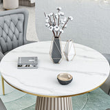 Modern Style Sintered Stone Dining Set with Round Shape Dinette Set with Pedestal Base Clearhalo 'Dining Room Sets' 'Dining Tables & Seating' 'dining_room_set' 'furn' 'furn_dining_room_set' 'Furniture' 'furniture_dining_room_set' 'Kitchen & Dining Furniture' 'kitchen&dining_furn' 'kitchen' 1200x1200_1fc62aab-acb6-42b3-82ff-52b4ad30bc97