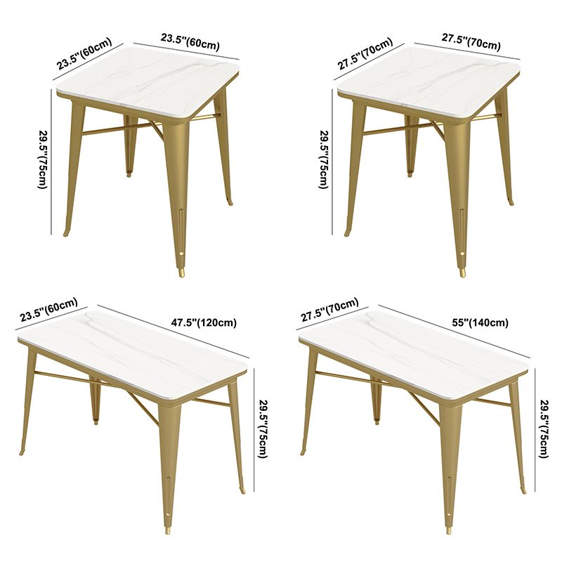 Industrial Dining Table White Sintered Stone Table with Gold Sled Base for Dining Room Clearhalo ' dining_table' 'Dining Tables & Seating' 'Dining Tables' 'furn' 'furn_dining_table' 'Furniture' 'furniture_dining_table' 'Kitchen & Dining Furniture' 'kitchen&dining_furn' 'kitchen' 'kitchen_dining_table' 1200x1200_1fc65741-d53e-4d6c-9e3f-83e239eb5120