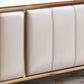 White Standard Bed Modern Bed Frame with Upholstered Headboard
