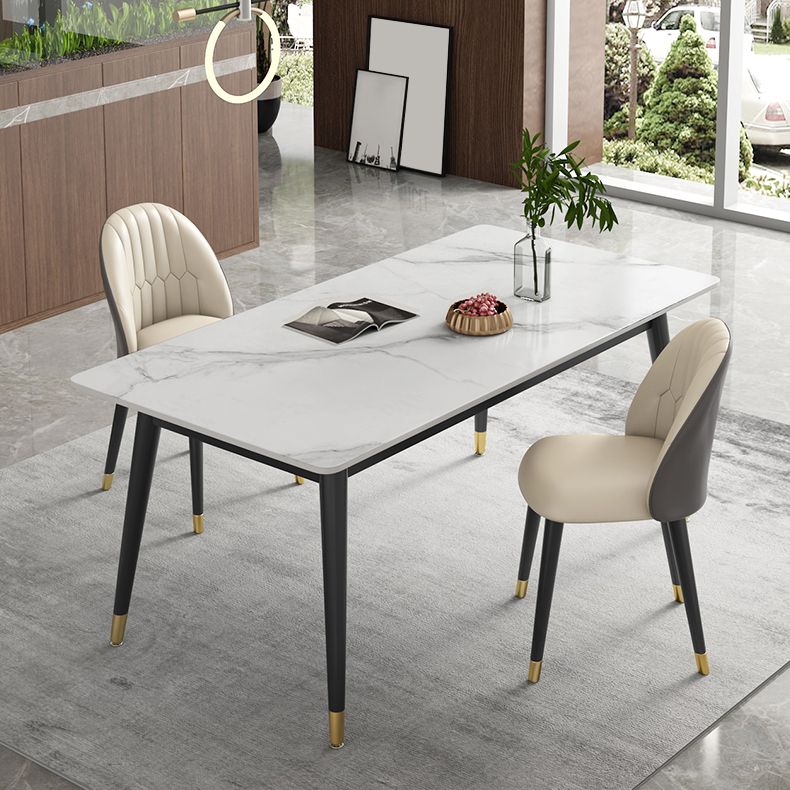 Sintered Stone White Tone Table Luxury Style 4 Legs Table for Dining Room Clearhalo ' dining_table' 'Dining Tables & Seating' 'Dining Tables' 'furn' 'furn_dining_table' 'Furniture' 'furniture_dining_table' 'Kitchen & Dining Furniture' 'kitchen&dining_furn' 'kitchen' 'kitchen_dining_table' 1200x1200_1fc74cca-75d9-4846-9700-fc98e4ba9303