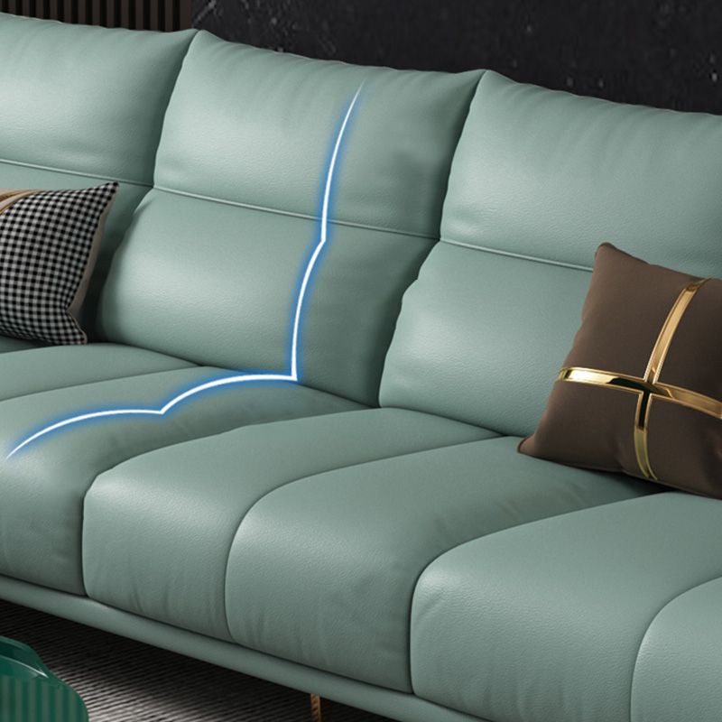 Green Modern Genuine Leather Cushion Back Sofa/Sectional with Wear-Resisting Clearhalo 'furn' 'furn_sectionals' 'Furniture' 'furniture_sectionals' 'Living Room Furniture' 'Sectionals' 1200x1200_1fcaee48-3559-462c-b661-b3d3fa8894f2