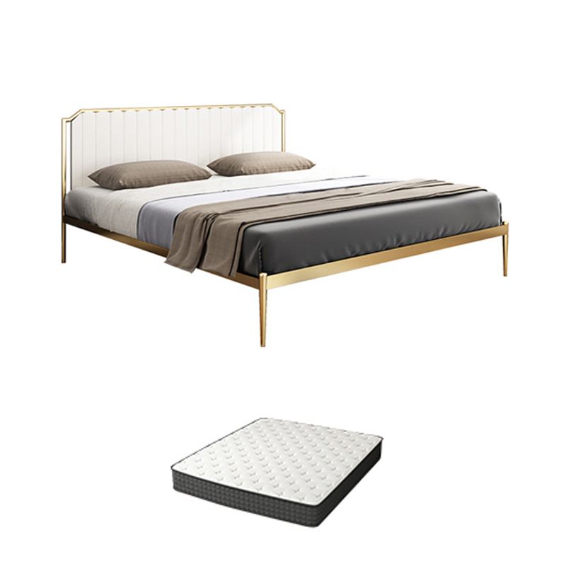 Leather Upholstered Platform Bed Luxurious Metal Tall Bed Frame Clearhalo 'Bedroom Furniture' 'Beds' 'furn' 'furn_beds' 'Furniture' 1200x1200_1fcb09ce-9e58-40c0-835a-5ae6a72712d4