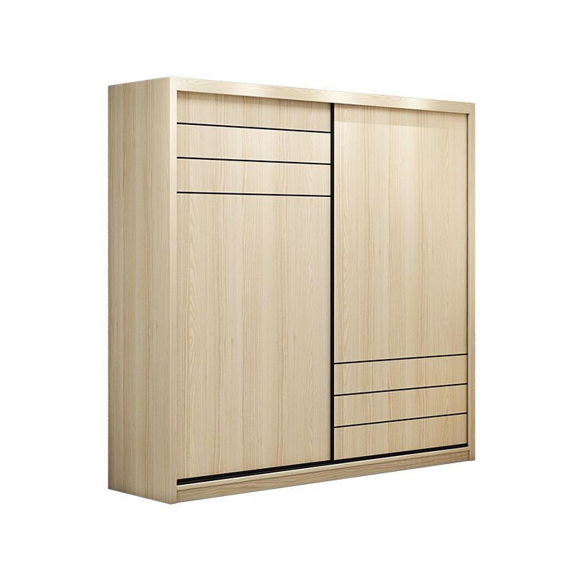 Natural Contemporary Style Wardrobe Armoire Engineered Wood Wardrobe Cabinet for Home