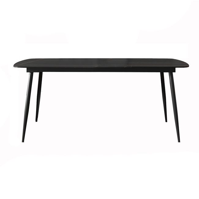 Rectangle Industrial Dining Room Table Sintered Stone Table with 4 Black Metal Legs Clearhalo ' dining_table' 'Dining Tables & Seating' 'Dining Tables' 'furn' 'furn_dining_table' 'Furniture' 'furniture_dining_table' 'Kitchen & Dining Furniture' 'kitchen&dining_furn' 'kitchen' 'kitchen_dining_table' 1200x1200_1fcd3574-c99a-4d77-b265-d91b7885a78f