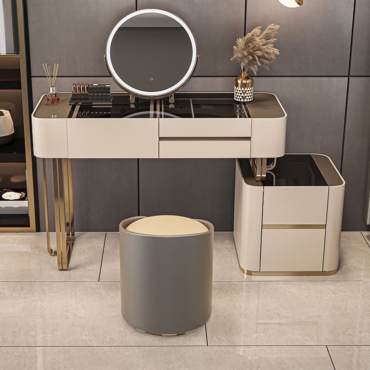 17" Wide Glam Vanity Table Glass Black Make-up Vanity with Drawer Clearhalo 'Bedroom Furniture' 'furn' 'furn_makeup_vanities' 'Furniture' 'Makeup Vanities' 'makeup_vanities' 1200x1200_1fcf92fd-de45-4ec8-974a-e17f459647ff