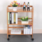 Natural Urban Etagere Bookshelf Manufactured Wood Bookcase with Caster Wheels