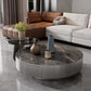 Modern Gray Cocktail Table Round Glass /  Slate Coffee Table