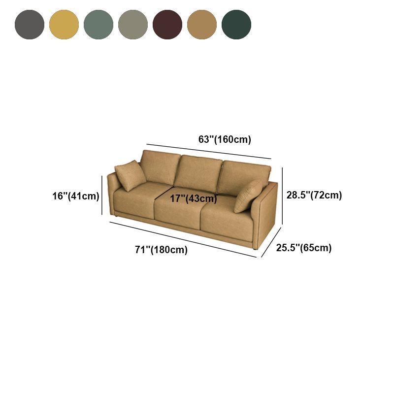 Faux Leather Sofa 25.59" D x 28.34" H Square Arm Sofa for Living Room Clearhalo 'furn' 'furn_sofas' 'Furniture' 'furniture_sofas' 'Living Room Furniture' 'Sofa' 'sofas' 1200x1200_1fd06fc9-f2e1-45bb-84f6-915b06a08083