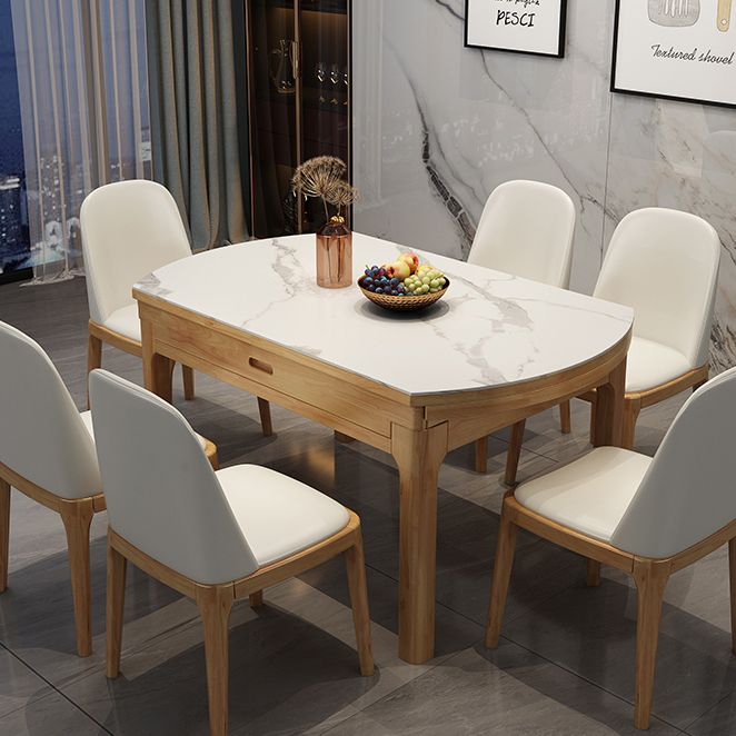 Minimalist Extendable Round Shape Table Standard Sintered Stone Dining Table for Kitchen Clearhalo ' dining_table' 'Dining Tables & Seating' 'Dining Tables' 'furn' 'furn_dining_table' 'Furniture' 'furniture_dining_table' 'Kitchen & Dining Furniture' 'kitchen&dining_furn' 'kitchen' 'kitchen_dining_table' 1200x1200_1fd1618b-121a-4a9d-ae9a-e5fff74f0a64