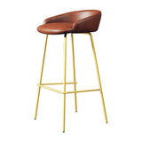 Tabouret de bar à dos basse scandinave en cuir faux cuir