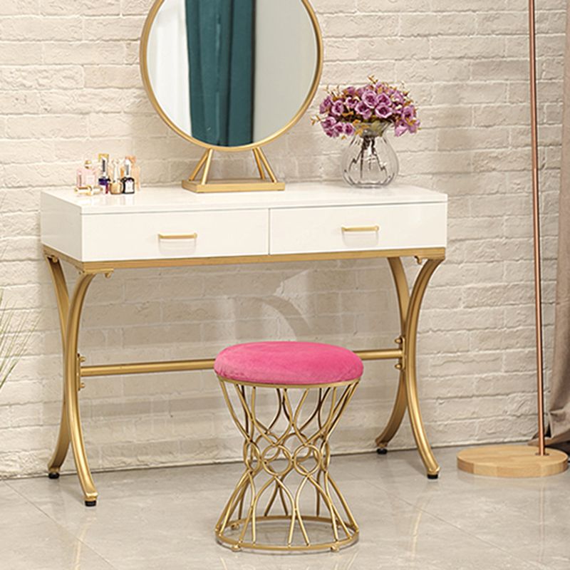 Glam Velvet Ottoman Plain Round Metal Frame Foot Stool Ottoman Clearhalo 'furn' 'furn_ottomans_poufs' 'Furniture' 'Living Room Furniture' 'Ottomans & Poufs' 'ottomans_poufs' 1200x1200_1fd416a3-a708-412d-81b1-964103cdd725