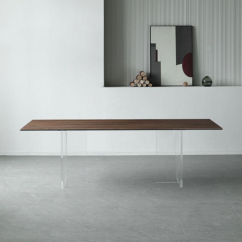 Table à manger rectangulaire moderne, Table en bois avec pieds en plastique pour la maison