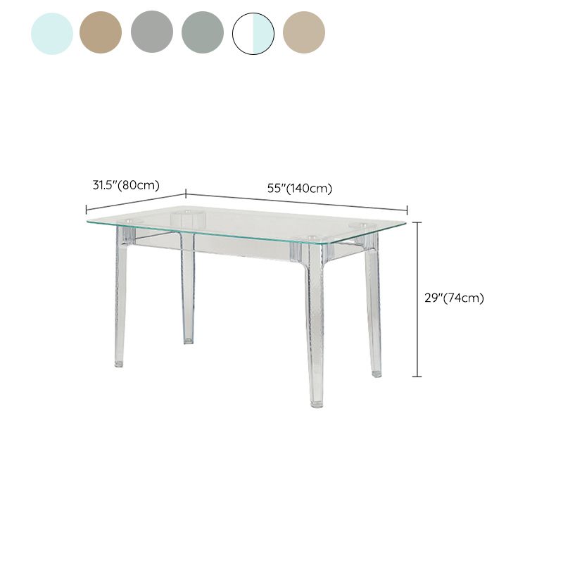 Modern Tempered Glass Desktop Geometric Acrylic Legs Dining Table for Dining Room Clearhalo 'Dining Tables & Seating' 'Dining Tables' 'dining_table' 'furn' 'furn_dining_table' 'Furniture' 'Kitchen & Dining Furniture' 1200x1200_1fd6aed0-1a7e-4152-ad87-7e776e277f9a