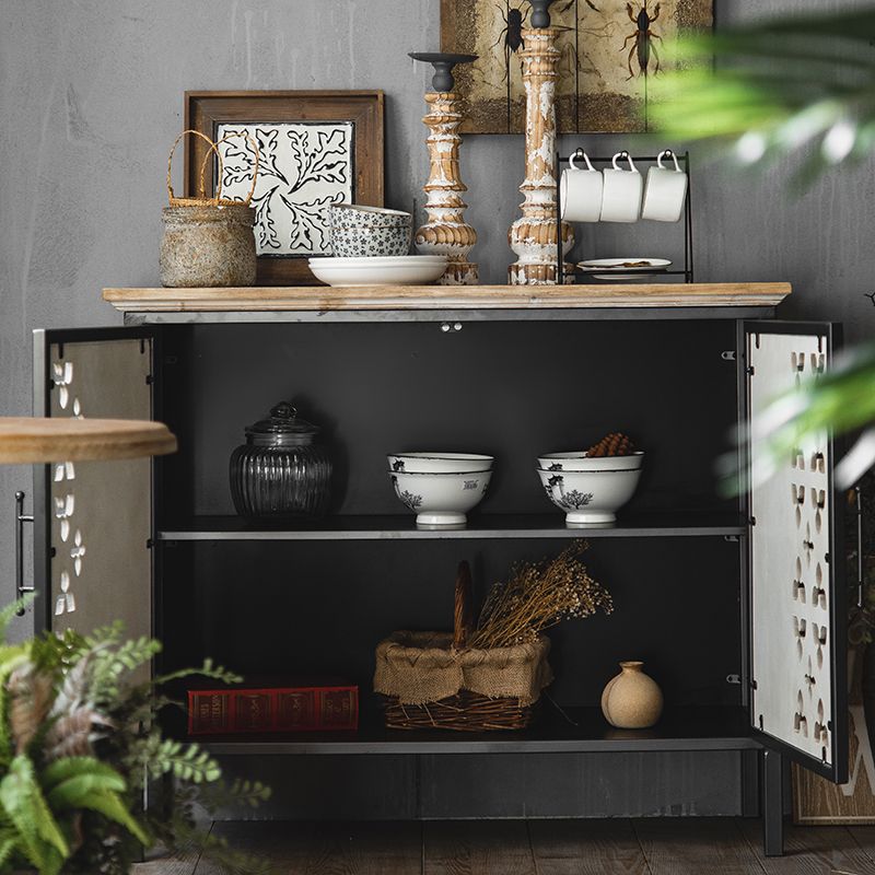 Industrial Accent Cabinet Metal and Wood Chest in Distressed Finish Clearhalo 'Cabinets & Chests' 'cabinets_chests' 'furn' 'furn_cabinets_chests' 'Furniture' 'Living Room Furniture' 1200x1200_1fd74079-cb45-4b50-a372-e8453e346291