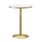 Mesa de pub de mármol sintético, mesa de bar de cócteles en blanco glamuroso con pedestal de metal