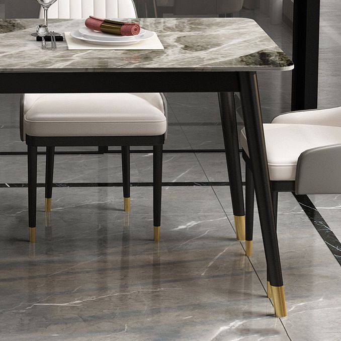 Rectangular Sintered Stone Dining Table Luxury White Furniture with Steel 4 Legs for Home Clearhalo 'Dining Tables & Seating' 'Dining Tables' 'dining_table' 'furn' 'furn_dining_table' 'Furniture' 'Kitchen & Dining Furniture' 1200x1200_1fd898f8-45a8-42ec-97b4-b050530c742e
