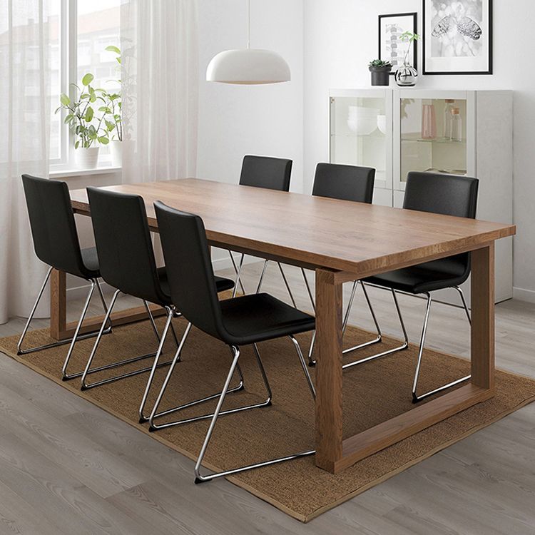 Solid Wood Contemporary Rectangular Dining Table Wood Top Table with Sled Base Clearhalo ' dining_table' 'Dining Tables & Seating' 'Dining Tables' 'furn' 'furn_dining_table' 'Furniture' 'furniture_dining_table' 'Kitchen & Dining Furniture' 'kitchen&dining_furn' 'kitchen' 'kitchen_dining_table' 1200x1200_1fd902df-0537-48f7-ae05-82d537a7fb50