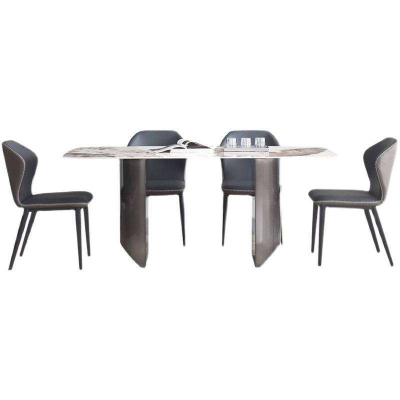 Rectangular Dining Table Modern Stone Top Dining Table with Double Pedestal Clearhalo ' dining_table' 'Dining Tables & Seating' 'Dining Tables' 'furn' 'furn_dining_table' 'Furniture' 'furniture_dining_table' 'Kitchen & Dining Furniture' 'kitchen&dining_furn' 'kitchen' 'kitchen_dining_table' 1200x1200_1fde30b6-9544-4ea3-8a67-8b1b2ee7cf5b