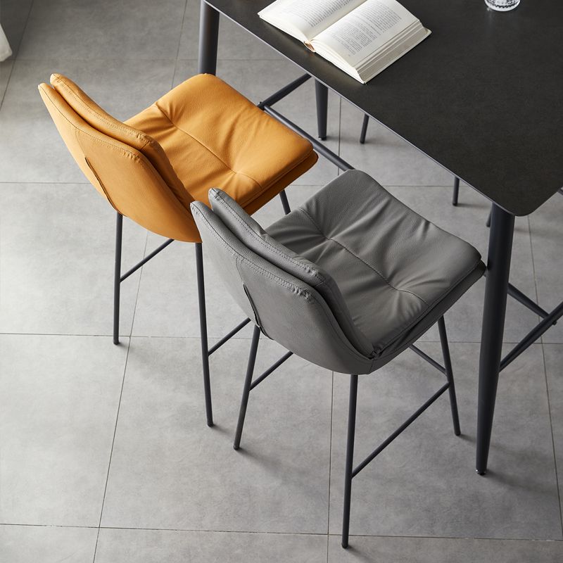 Contemporary Metal Leather Bar Stools Indoor Barstool with Iron Legs and Footrest Clearhalo 'Bar Furniture' 'Bar Stools' 'bar_stools' 'furn' 'furn_bar_stools' 'furniture_bar_stools' 'Kitchen & Dining Furniture' 'kitchen&dining_furn' 'kitchen' 'kitchen_furn' Furniture' 1200x1200_1fdf611c-bc3d-4c55-8a76-3053423db0b2
