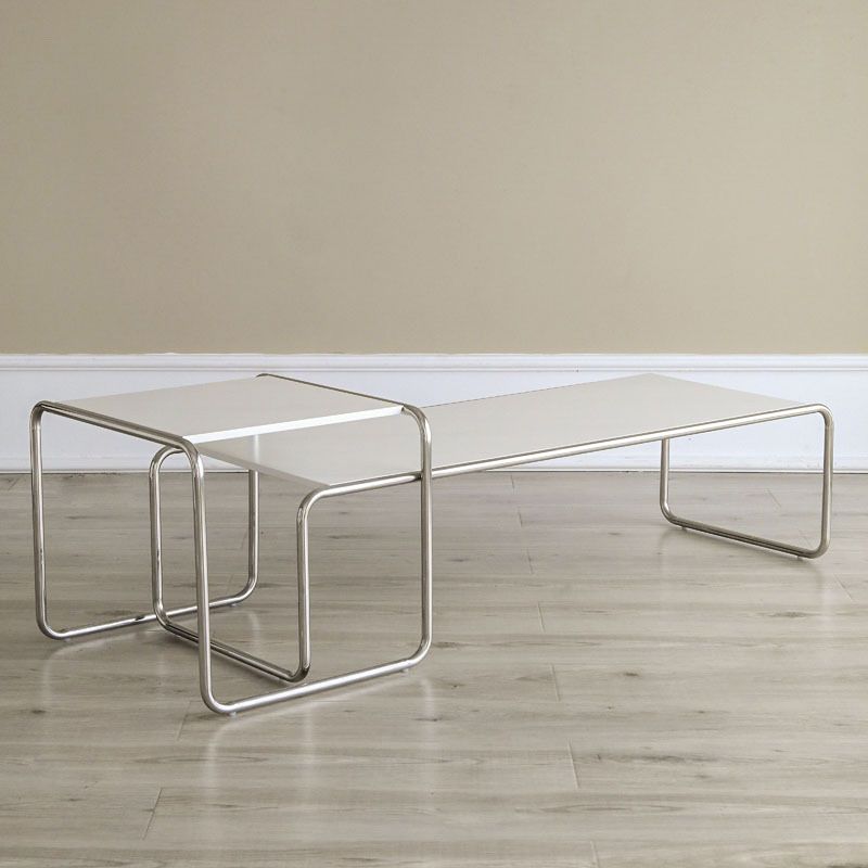 Contemporary Coffee Table with Wooden Top and Steel Sled Base Clearhalo 'Coffee & Accent Tables' 'Coffee Tables' 'coffee_tables' 'furn' 'furn_coffee_tables' 'Furniture' 'Living Room Furniture' 1200x1200_1fdfa855-e932-4099-a3a4-7930de0198a3