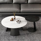 ペデスタルコーヒーテーブル黒/白の現代的な丸いカクテルテーブル