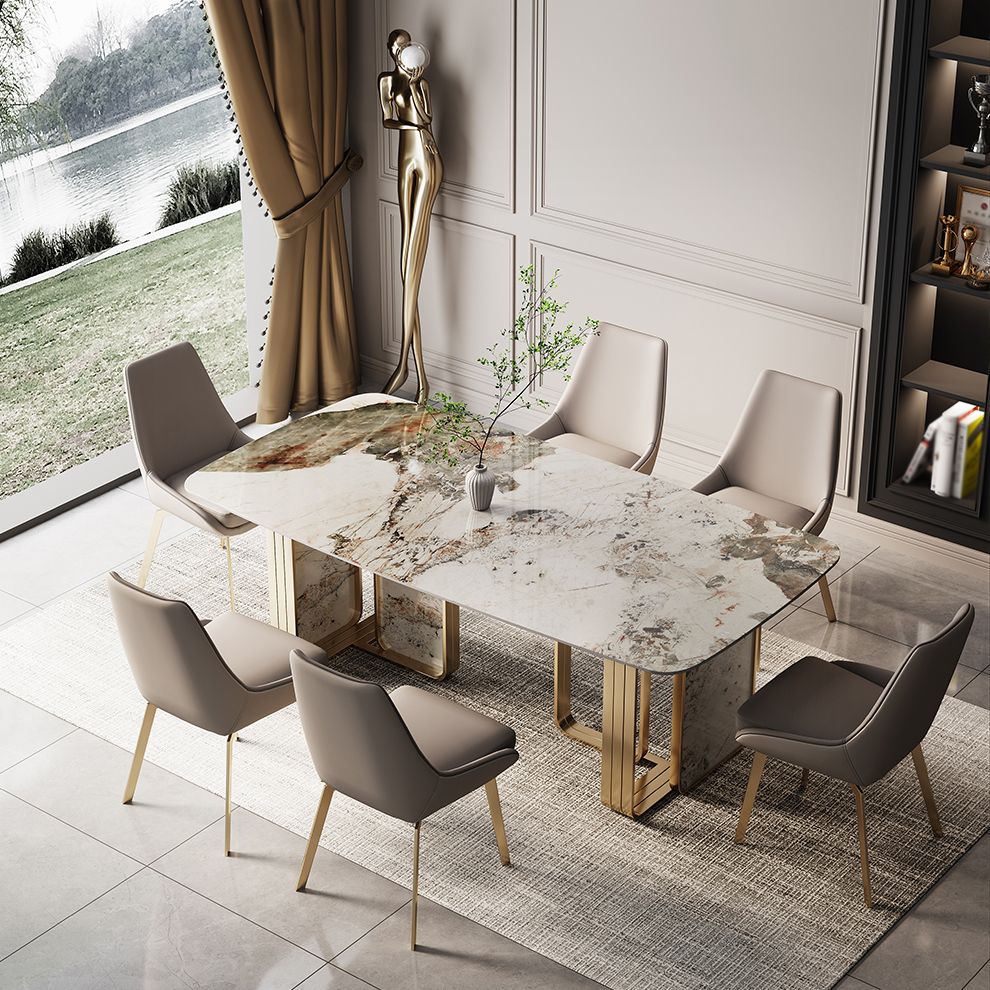 Traditional Luxury Dining Site Table Rectangle Stainless Steel Table Clearhalo 'Dining Tables & Seating' 'Dining Tables' 'dining_table' 'furn' 'furn_dining_table' 'Furniture' 'Kitchen & Dining Furniture' 1200x1200_1fe49e6a-e2a8-4098-9479-dff1a3b387b1