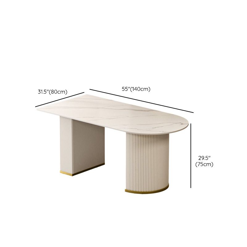 Modern Stone Dining Table White Double Pedestal Base Table for Dining Room Clearhalo 'Dining Tables & Seating' 'Dining Tables' 'dining_table' 'furn' 'furn_dining_table' 'Furniture' 'Kitchen & Dining Furniture' 1200x1200_1fea826a-93f5-4433-9fb1-b39404d1f158