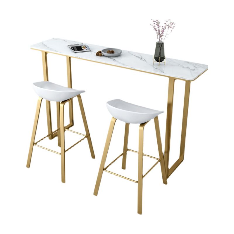Glam Rectangle Stone Bar Table Indoor Iron Bar Dining Table with Sled Pedestal, Only Table Clearhalo 'Bar Furniture' 'Bar Tables' 'bar_tables' 'furn' 'furn_bar_tables' 'Furniture' 'furniture_bar_tables' 'Kitchen & Dining Furniture' 1200x1200_1feafd20-432f-4dad-9a0c-3f6020349140