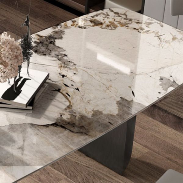 Contemporary Dining Table Sintered Stone Table with Metal Legs for Home Use Clearhalo 'Dining Tables & Seating' 'Dining Tables' 'dining_table' 'furn' 'furn_dining_table' 'Furniture' 'Kitchen & Dining Furniture' 1200x1200_1feb3468-bb49-4597-8698-1427a5365466