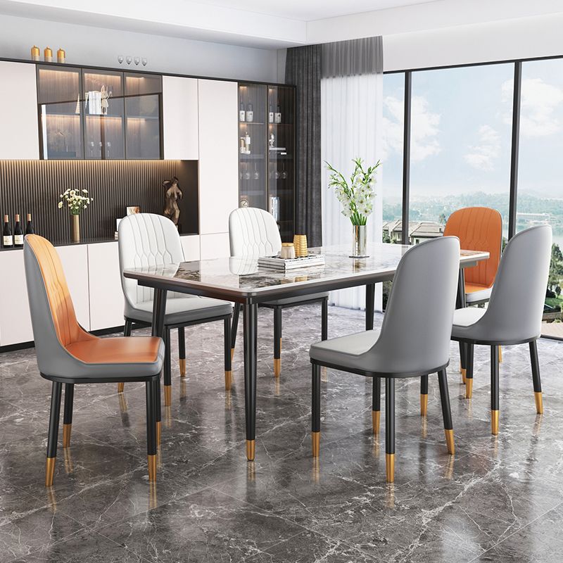 Modern Rectangle Dining Set 1/4/5/7 Pieces Stone Top Legs Indoor Dinette Set Clearhalo 'Dining Room Sets' 'Dining Tables & Seating' 'dining_room_set' 'furn' 'furn_dining_room_set' 'Furniture' 'Kitchen & Dining Furniture' 1200x1200_1fef2094-8032-41fc-9cf1-8ead95df4323