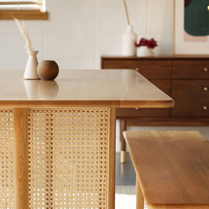 Glam Rectangle Shape Solid Wood Dining Table Khaki Standard Dining Table for Kitchen Clearhalo ' dining_table' 'Dining Tables & Seating' 'Dining Tables' 'furn' 'furn_dining_table' 'Furniture' 'furniture_dining_table' 'Kitchen & Dining Furniture' 'kitchen&dining_furn' 'kitchen' 'kitchen_dining_table' 1200x1200_1fef7b4d-de49-4330-bc0b-6a6569d4f4ea