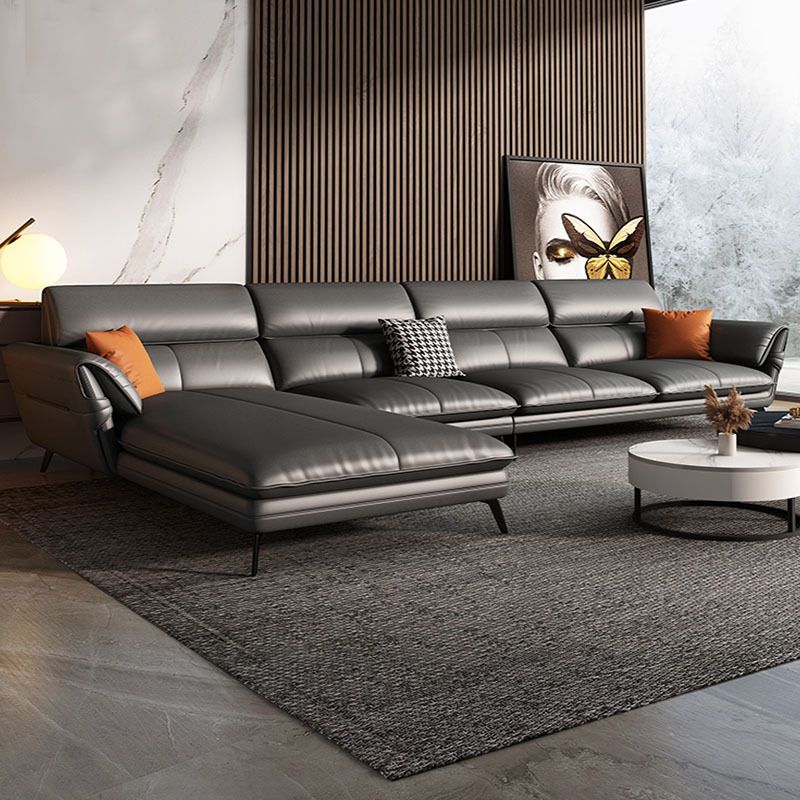 Contemporary Genuine Leather Living Room Pillow Top Arm Seating Clearhalo 'furn' 'furn_sectionals' 'Furniture' 'Living Room Furniture' 'Sectionals' 1200x1200_1ff0d573-ab74-420b-a703-b0466b211687