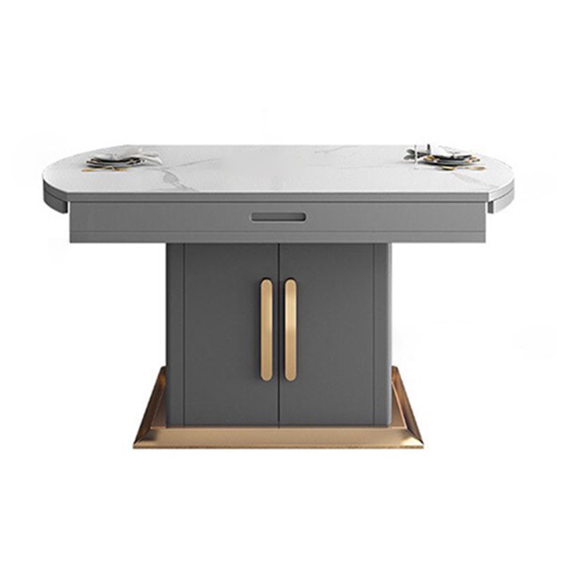 Runder gesinterte Stein Esstisch moderne ausziehbare Möbel mit Stahlbasis