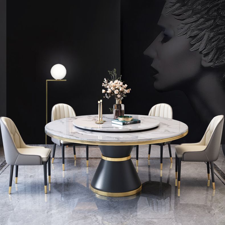 Metal Modern Style Round Dining Table Sintered Stone Table for Home Kitchen Clearhalo ' dining_table' 'Dining Tables & Seating' 'Dining Tables' 'furn' 'furn_dining_table' 'Furniture' 'furniture_dining_table' 'Kitchen & Dining Furniture' 'kitchen&dining_furn' 'kitchen' 'kitchen_dining_table' 1200x1200_1ff16e6e-34a1-4b5f-a8d7-56db0abe6688
