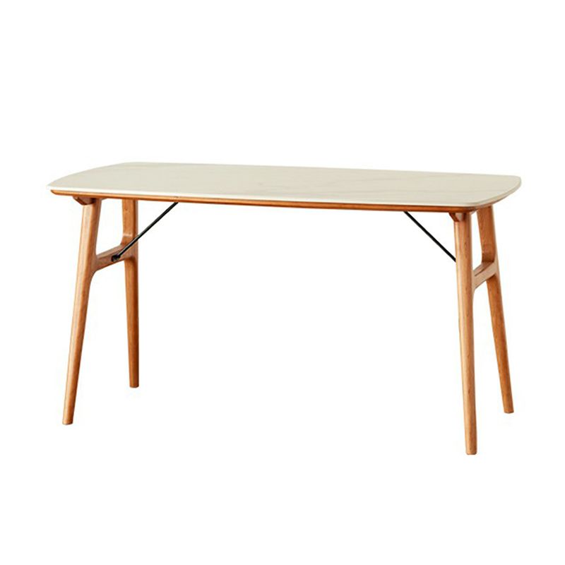Modern Rectangular White Stone Top Dining Table with 4 Solid Wood Legs Clearhalo 'Dining Tables & Seating' 'Dining Tables' 'dining_table' 'furn' 'furn_dining_table' 'Furniture' 'Kitchen & Dining Furniture' 1200x1200_1ff1abf6-0a7d-4670-b1d9-cd5905f7e1e8