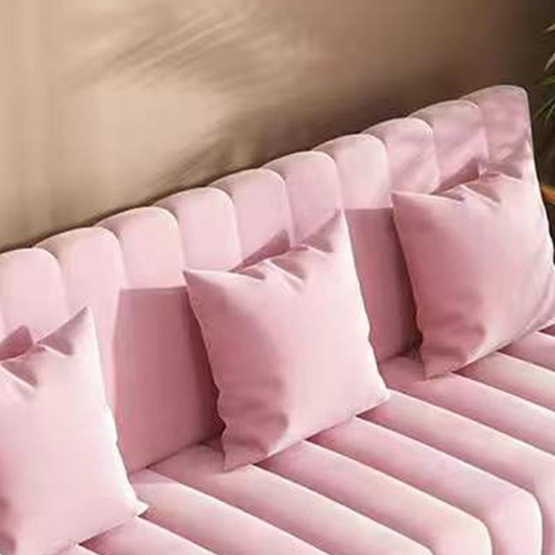 Canapé en velours avec 3 oreillers bras carré pour le salon 3 places