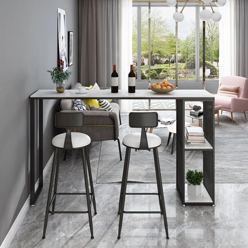 Glam Rectangle Indoor Bar Dining Table White Marble Bistro Table With Shelve Clearhalo 'Bar Furniture' 'Bar Tables' 'bar_tables' 'furn' 'furn_bar_tables' 'Furniture' 'furniture_bar_tables' 'Kitchen & Dining Furniture' 'kitchen&dining_furn' 'kitchen' 1200x1200_1ff2587e-3cb2-4e55-b488-fa66e466d4c8