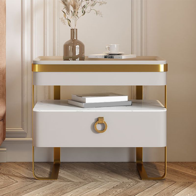 Glam 20 Inch H Nightstand Open Storage Glass Top Solid Wood Bed Nightstand with Legs Clearhalo 'Bedroom Furniture' 'furn' 'furn_night_stand' 'Furniture' 'night_stand' 'Nightstands' 1200x1200_1ff25953-c05e-4900-a93b-c60ef979b7ed