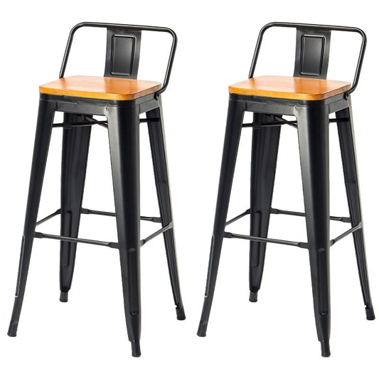 Modern Square Dining Stools Metal Armless Barstools with Footrest