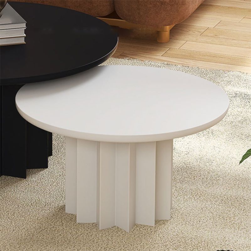 Contemporary Cocktail Table Pedestal Solid Wood Round Single Coffee Table