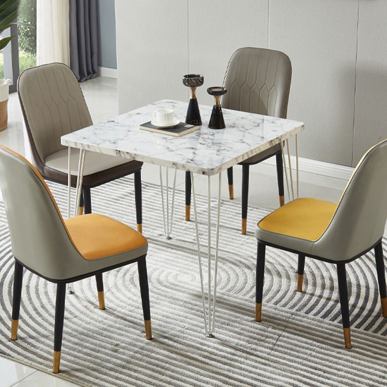 Industrial Style Sintered Stone Dining Table 4 Legs Base Square Table for Home Clearhalo ' dining_table' 'Dining Tables & Seating' 'Dining Tables' 'furn' 'furn_dining_table' 'Furniture' 'furniture_dining_table' 'Kitchen & Dining Furniture' 'kitchen&dining_furn' 'kitchen' 'kitchen_dining_table' 1200x1200_1ff7f0b5-bb20-49e0-8549-0efe1659b75c