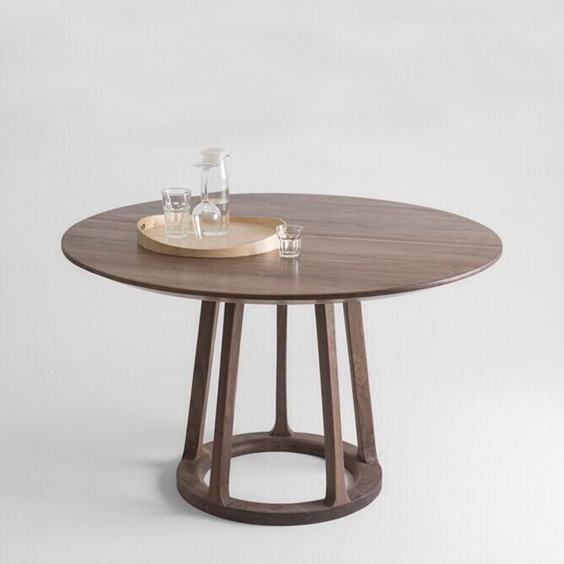 リビングルームミニマリズムウッドダイニングテーブルラウンドパインダイニングテーブル